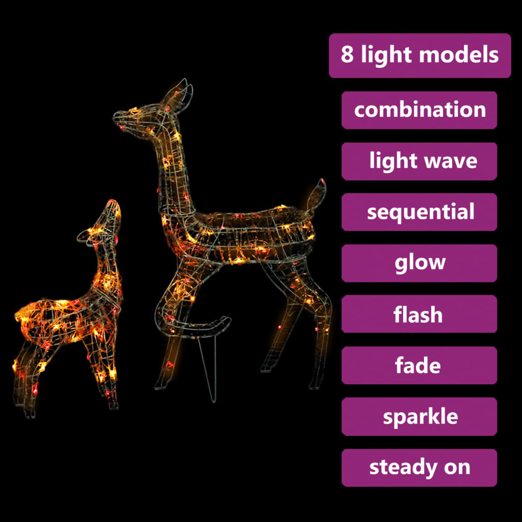 Acrylic Reindeer Family Christmas Decoration 160 LED Colourful - OLBRIT