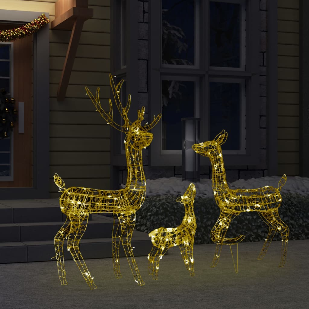 Acrylic Reindeer Family Christmas Decoration 300 LED Warm White - OLBRIT