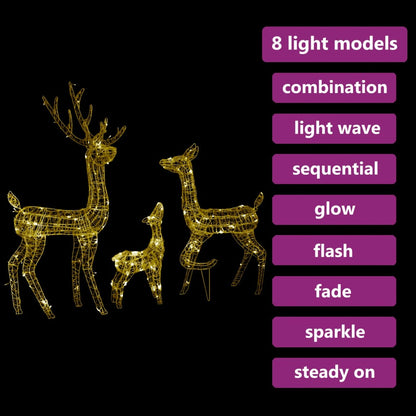 Acrylic Reindeer Family Christmas Decoration 300 LED Warm White - OLBRIT