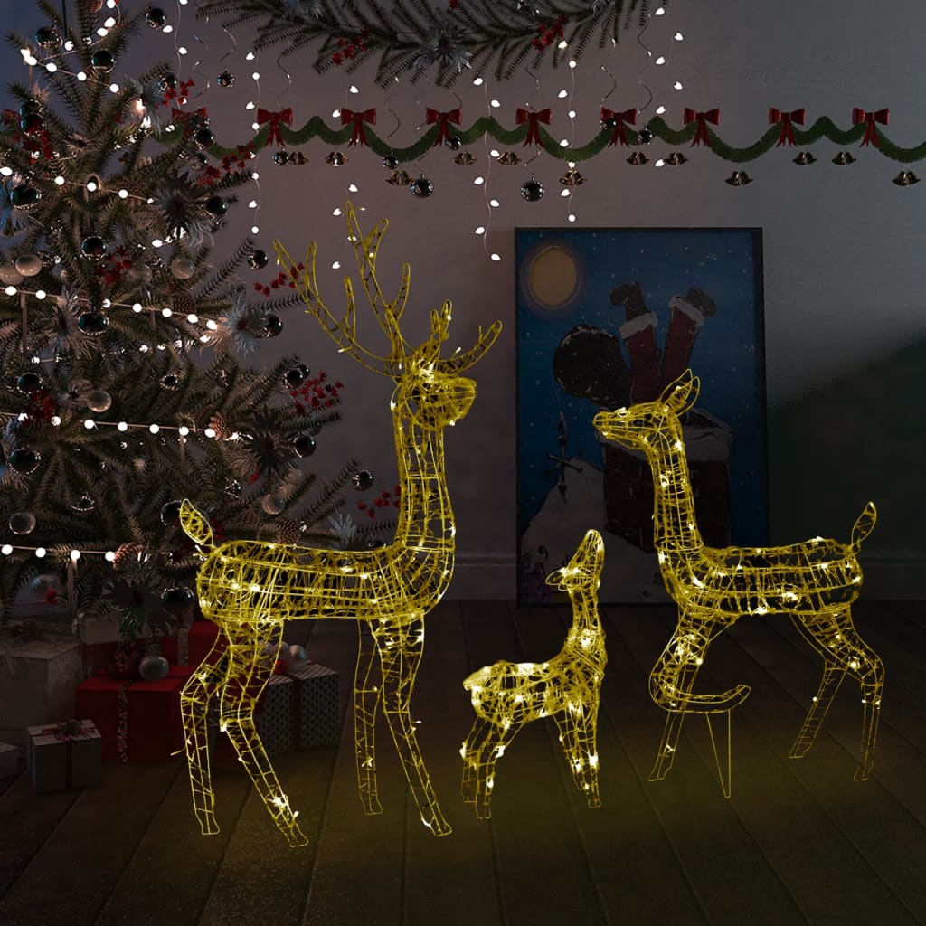 Acrylic Reindeer Family Christmas Decoration 300 LED Warm White - OLBRIT