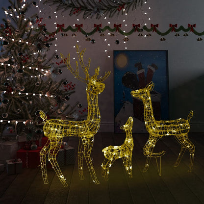 Acrylic Reindeer Family Christmas Decoration 300 LED Warm White - OLBRIT