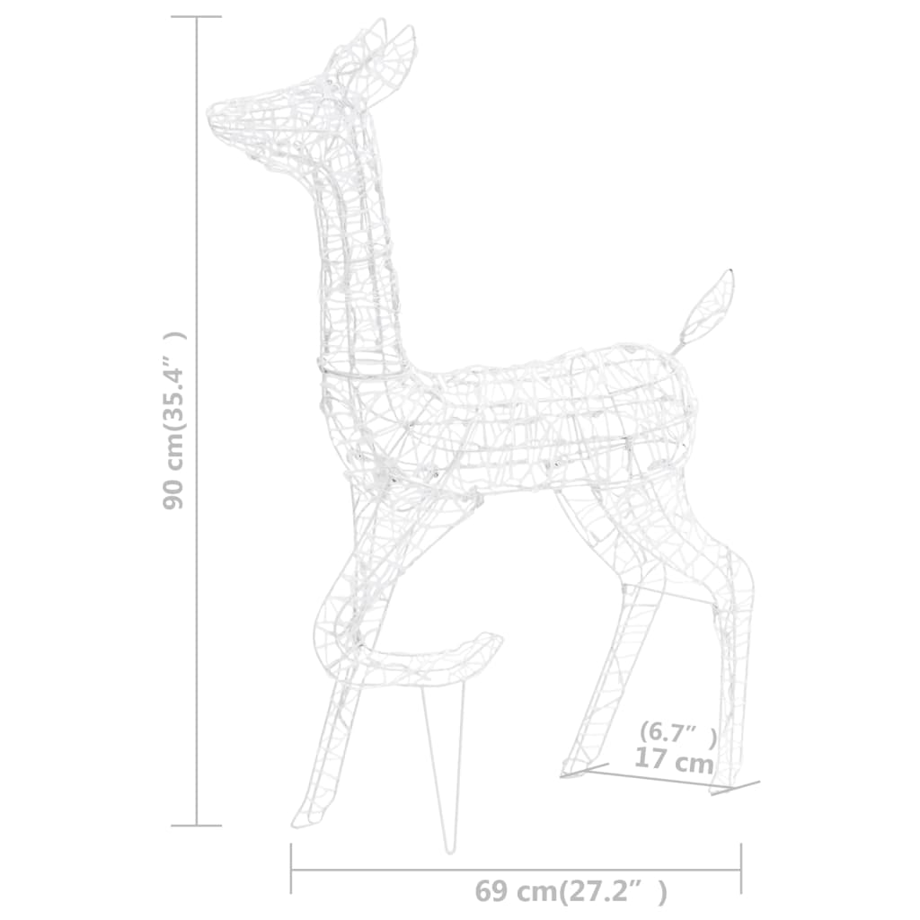 Acrylic Reindeer Family Christmas Decoration 300 LED Cold White - OLBRIT