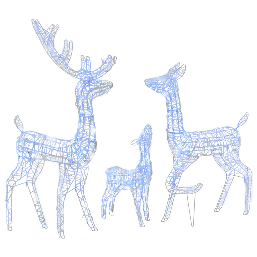 Acrylic Reindeer Family Christmas Decoration 300 LED Blue - OLBRIT