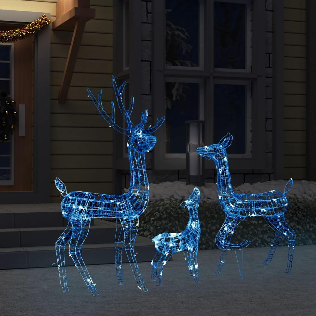 Acrylic Reindeer Family Christmas Decoration 300 LED Blue - OLBRIT