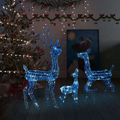 Acrylic Reindeer Family Christmas Decoration 300 LED Blue - OLBRIT