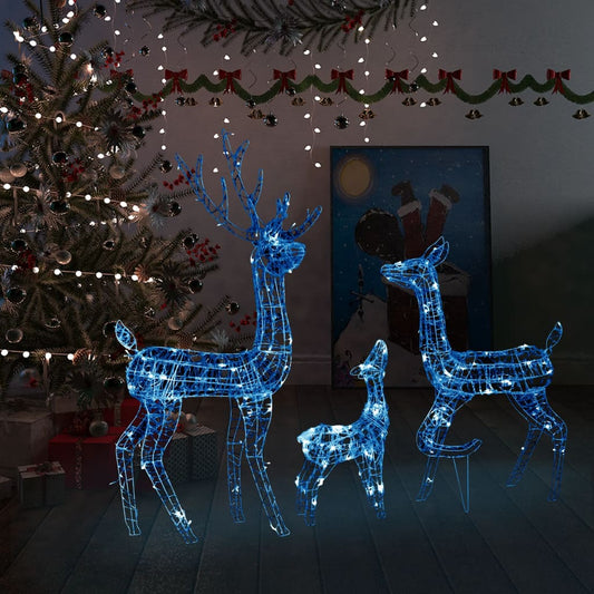 Acrylic Reindeer Family Christmas Decoration 300 LED Blue - OLBRIT