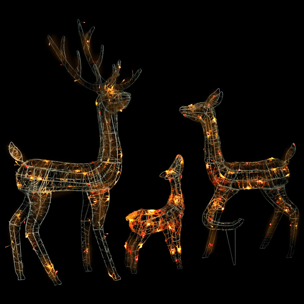 Acrylic Reindeer Family Christmas Decoration 300 LED Colourful - OLBRIT