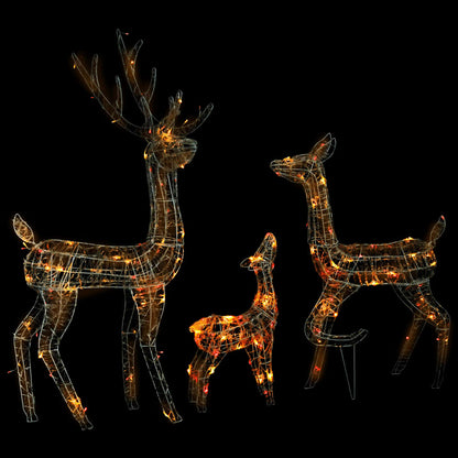 Acrylic Reindeer Family Christmas Decoration 300 LED Colourful - OLBRIT