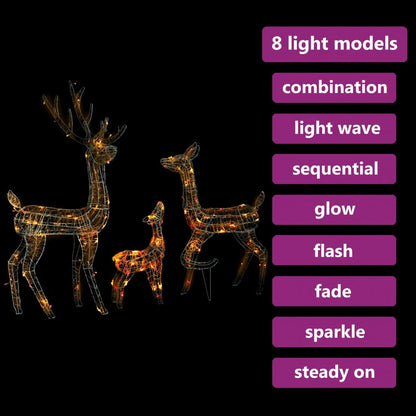 Acrylic Reindeer Family Christmas Decoration 300 LED Colourful - OLBRIT