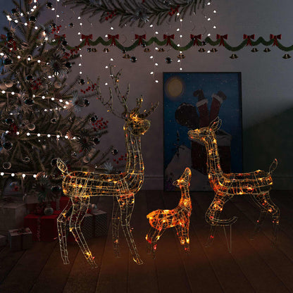Acrylic Reindeer Family Christmas Decoration 300 LED Colourful - OLBRIT
