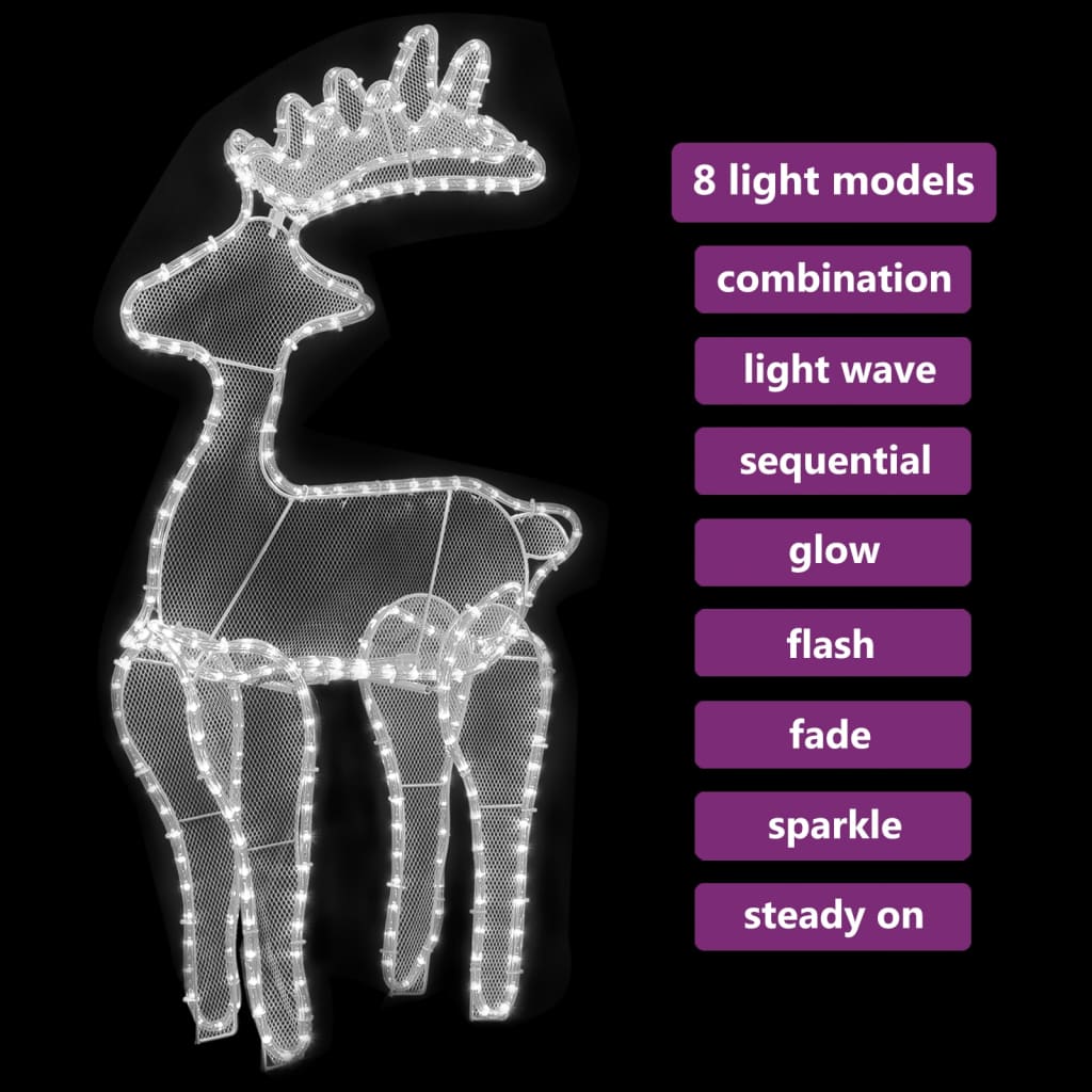 Reindeer Christmas Decoration with Mesh 306 LEDs 60x24x89cm - OLBRIT