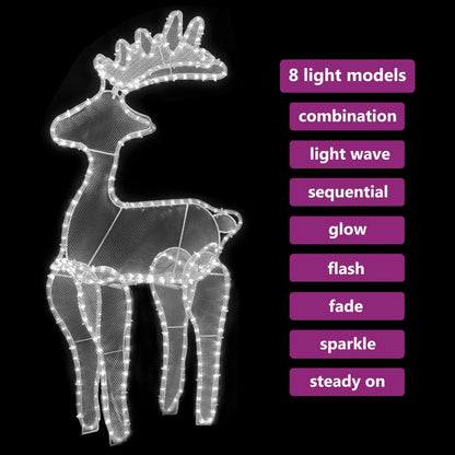 Reindeer Christmas Decoration with Mesh 306 LEDs 60x24x89cm - OLBRIT