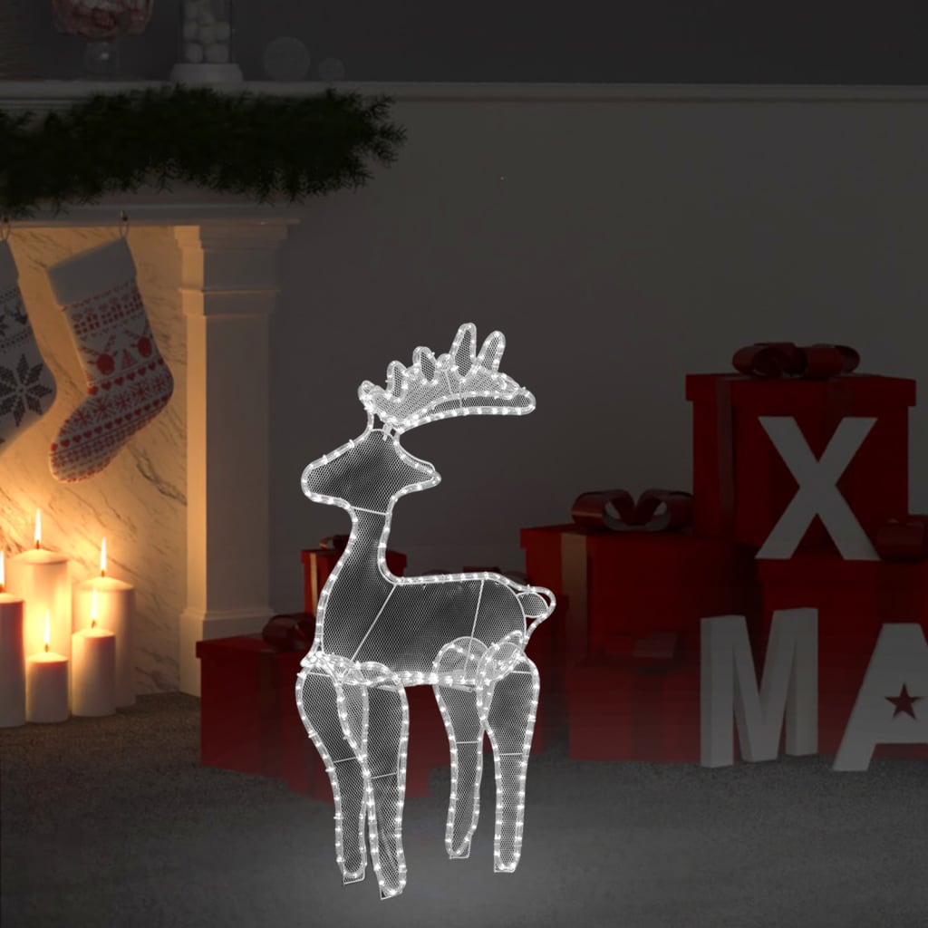 Reindeer Christmas Decoration with Mesh 306 LEDs 60x24x89cm - OLBRIT