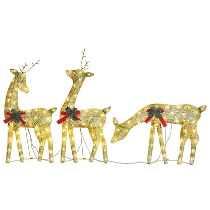 Christmas Reindeer Family 270x7x90 cm Gold Warm White Mesh - OLBRIT
