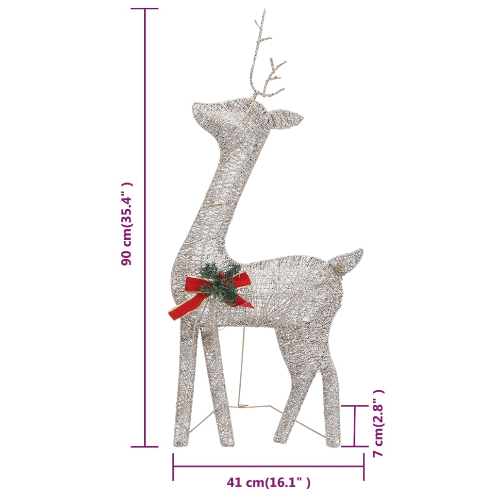 Christmas Reindeer Family 270x7x90 cm Gold Warm White Mesh - OLBRIT