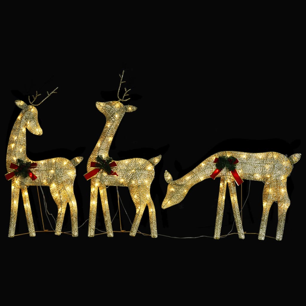 Christmas Reindeer Family 270x7x90 cm Gold Warm White Mesh - OLBRIT