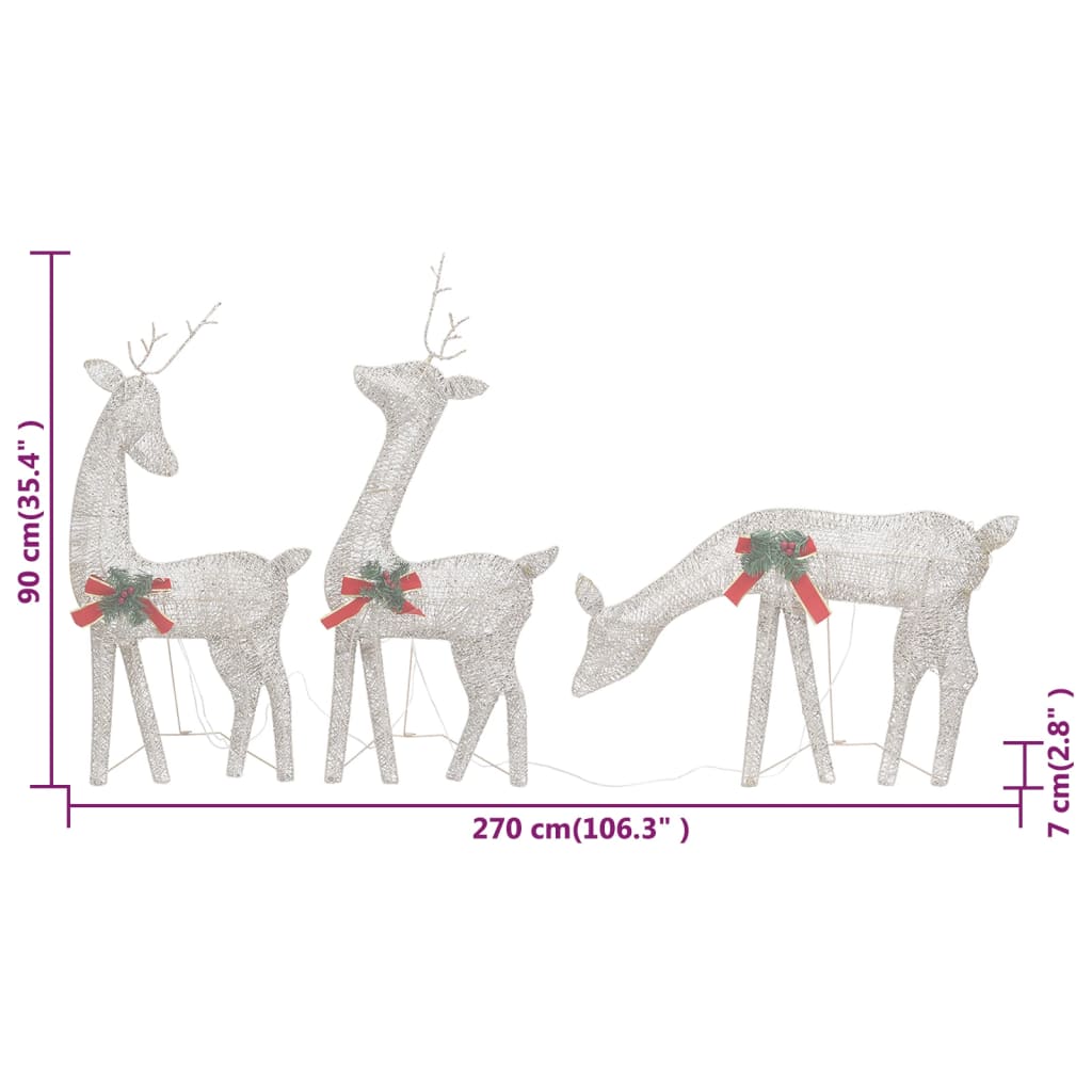 Christmas Reindeer Family 270x7x90 cm Gold Warm White Mesh - OLBRIT