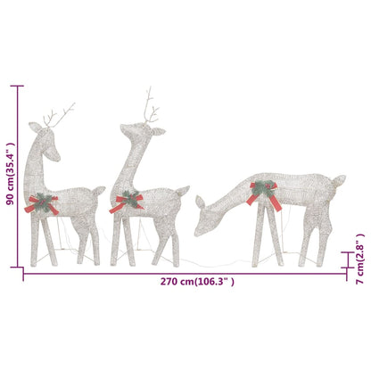 Christmas Reindeer Family 270x7x90 cm Gold Warm White Mesh - OLBRIT