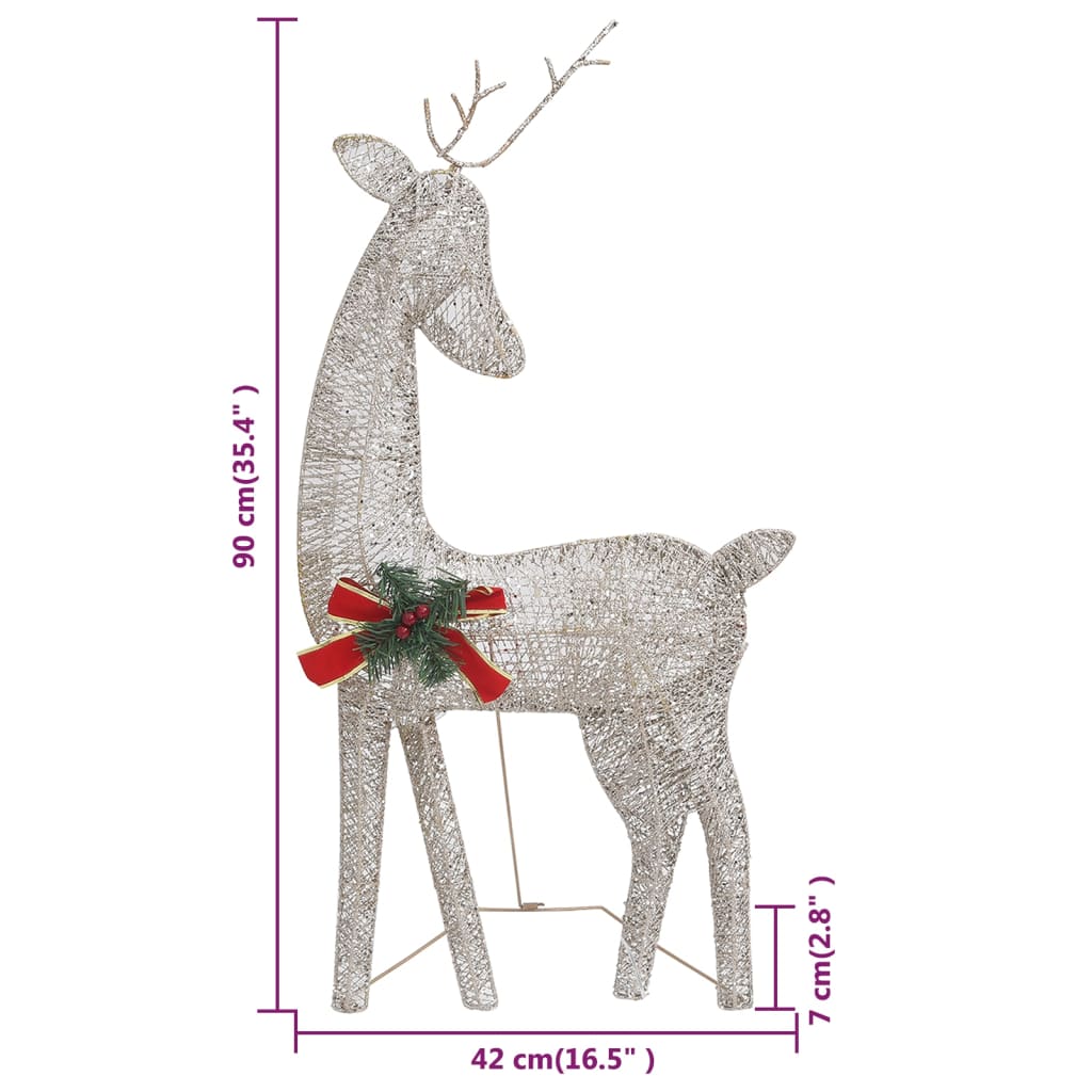 Christmas Reindeer Family 270x7x90 cm Gold Warm White Mesh - OLBRIT
