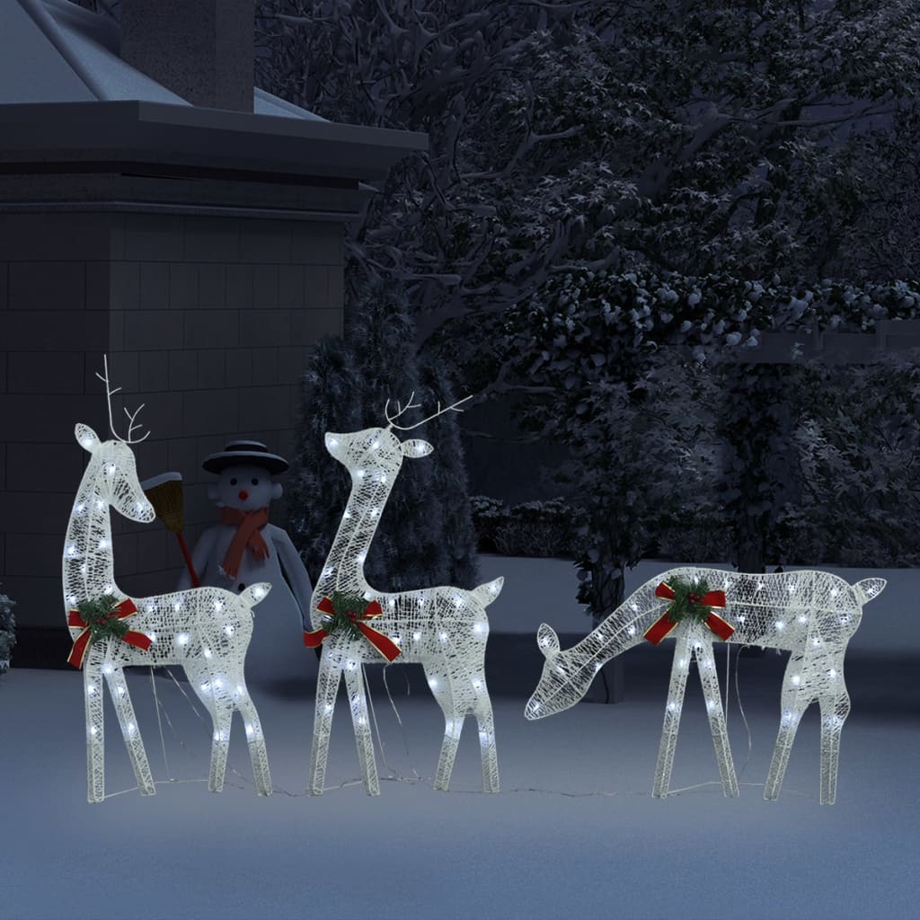 Christmas Reindeer Family 270x7x90 cm White Cold White Mesh - OLBRIT