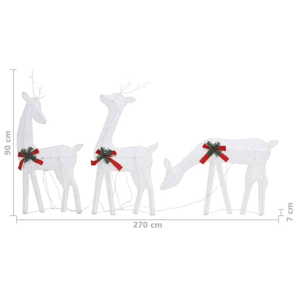 Christmas Reindeer Family 270x7x90 cm White Cold White Mesh - OLBRIT