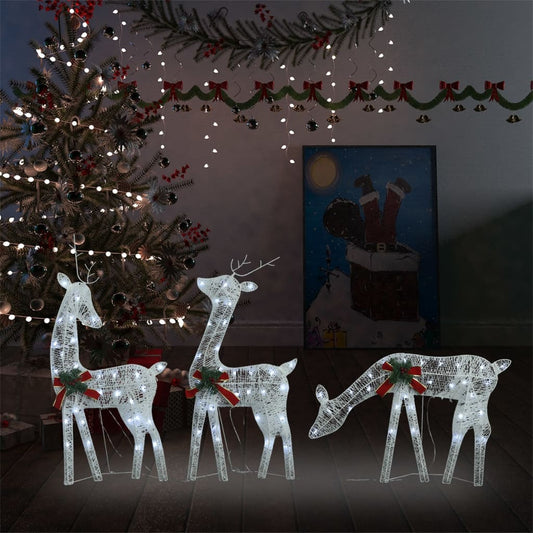 Christmas Reindeer Family 270x7x90 cm White Cold White Mesh - OLBRIT