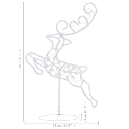 Acrylic Christmas Flying Reindeer & Sleigh 260x21x87cm Warm White - OLBRIT