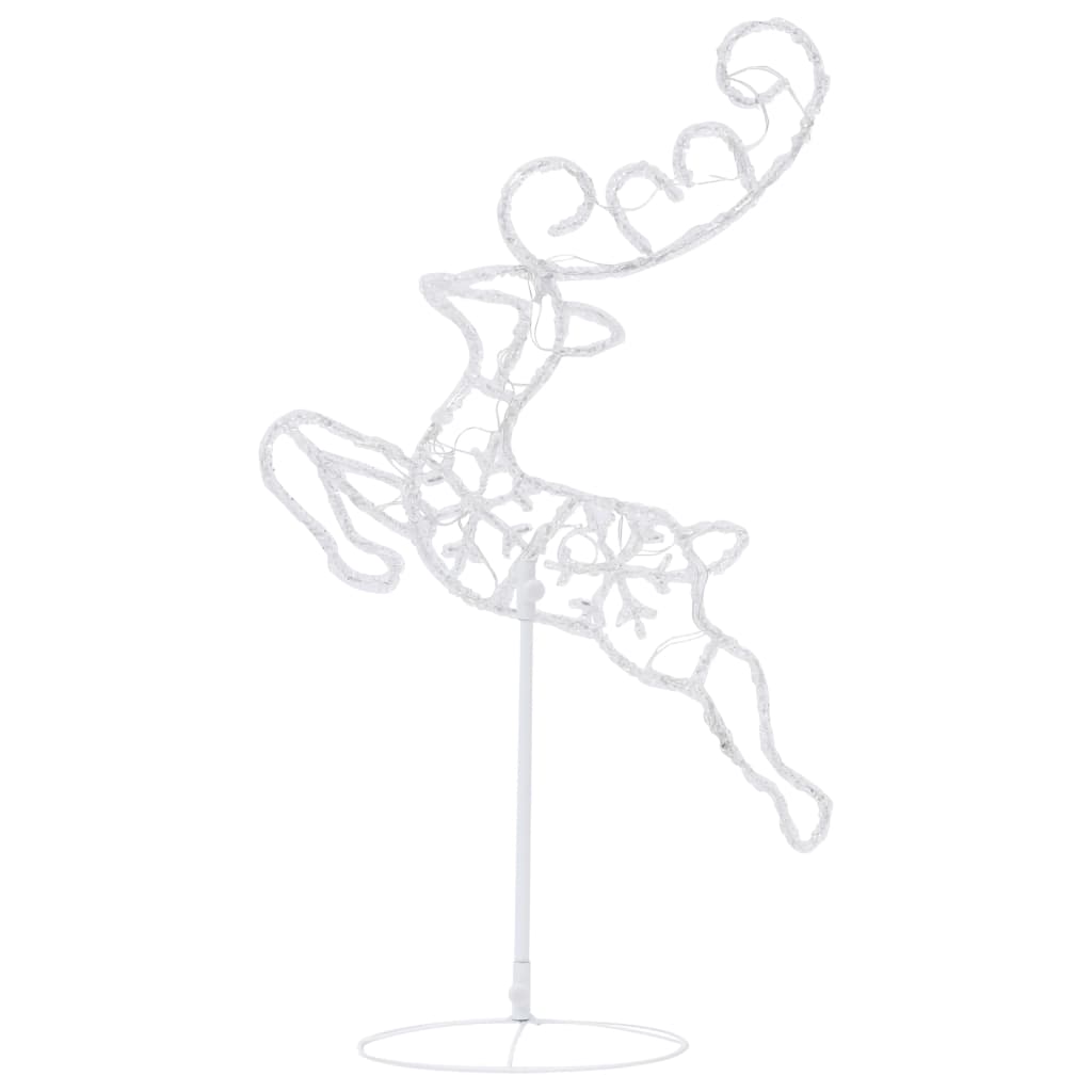 Acrylic Christmas Flying Reindeer & Sleigh 260x21x87cm Warm White - OLBRIT