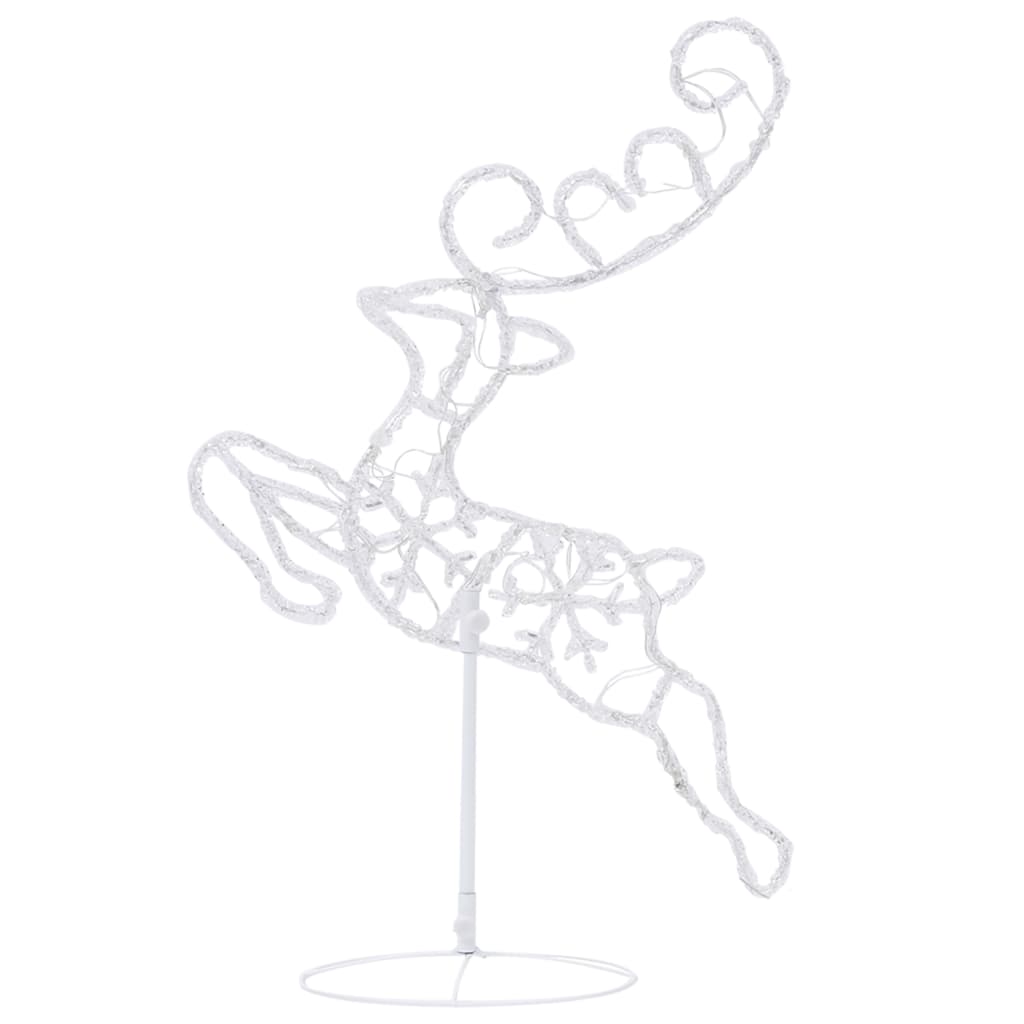 Acrylic Christmas Flying Reindeer & Sleigh 260x21x87cm Warm White - OLBRIT