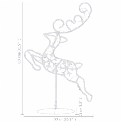 Acrylic Christmas Flying Reindeer & Sleigh 260x21x87cm Cold White - OLBRIT