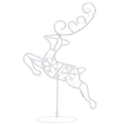 Acrylic Christmas Flying Reindeer & Sleigh 260x21x87cm Cold White - OLBRIT