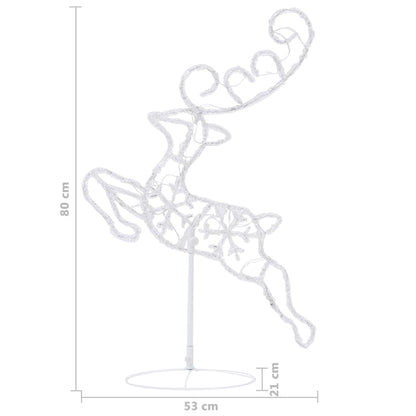 Acrylic Christmas Flying Reindeer & Sleigh 260x21x87cm Blue - OLBRIT