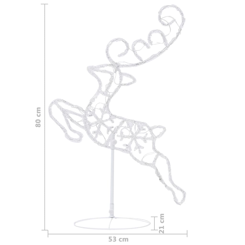 Acrylic Christmas Flying Reindeer & Sleigh 260x21x87cm Colourful - OLBRIT