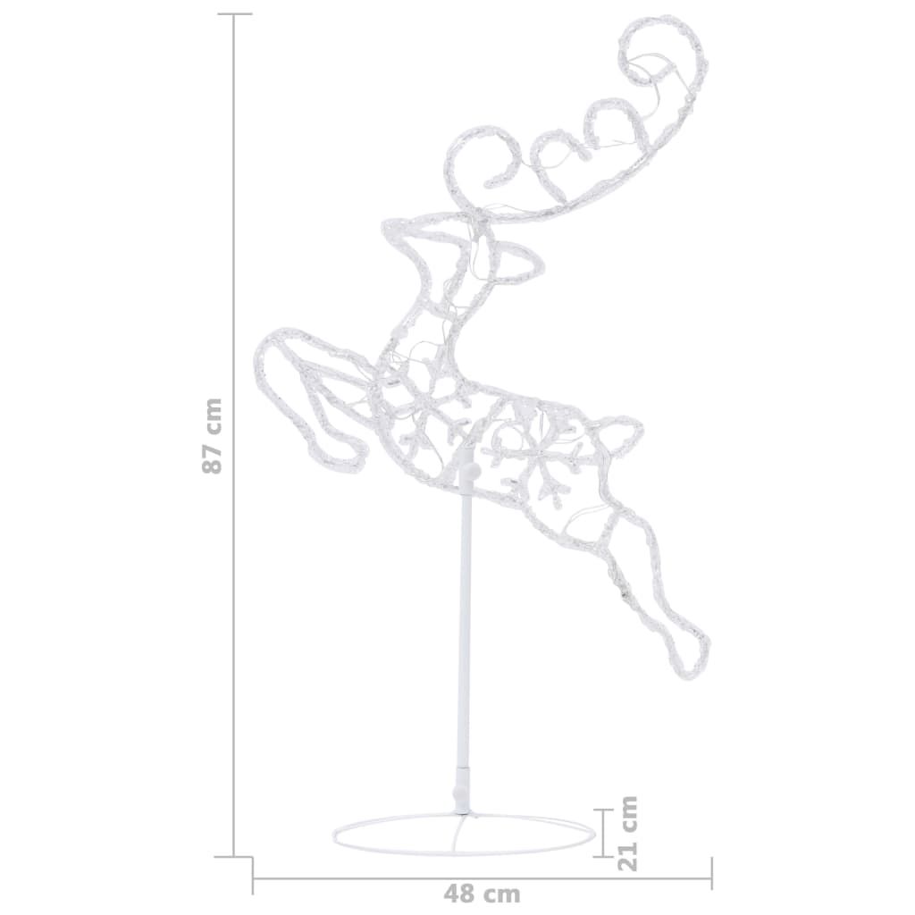 Acrylic Christmas Flying Reindeer & Sleigh 260x21x87cm Colourful - OLBRIT