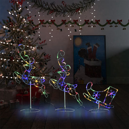 Acrylic Christmas Flying Reindeer & Sleigh 260x21x87cm Colourful - OLBRIT