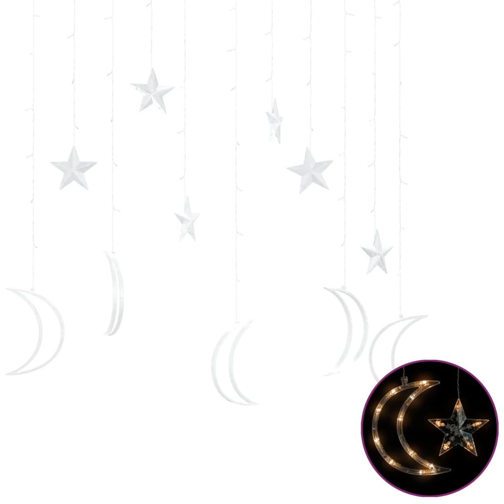 Star and Moon Fairy Lights Remote Control 138 LED Warm White - OLBRIT
