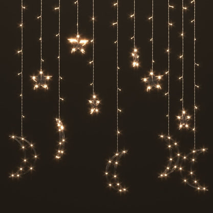 Star and Moon Fairy Lights Remote Control 138 LED Warm White - OLBRIT