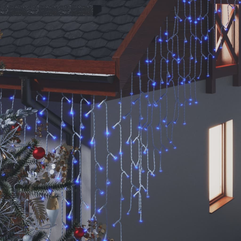 LED Curtain Icicle Lights 10m 400 LED Blue 8 Function - OLBRIT
