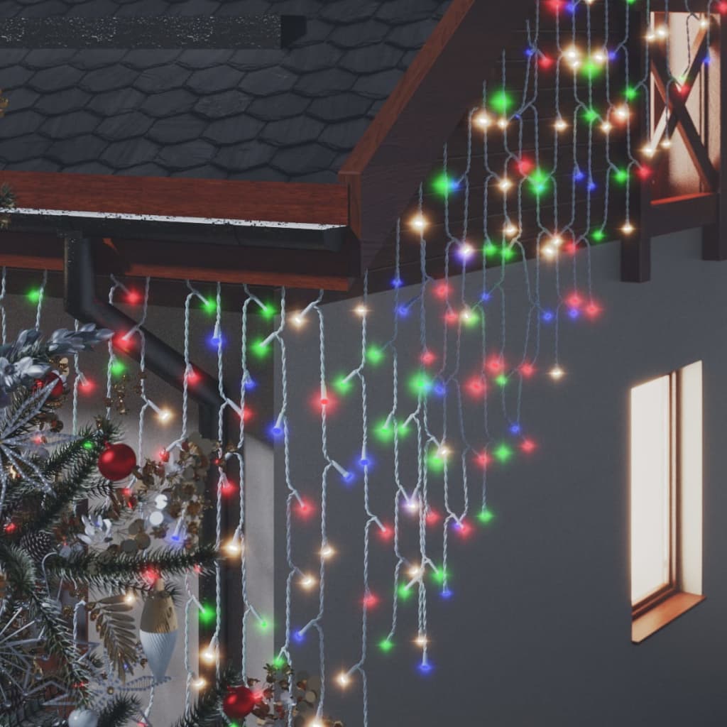 LED Curtain Icicle Lights 10m 400 LED Colourful 8 Function - OLBRIT