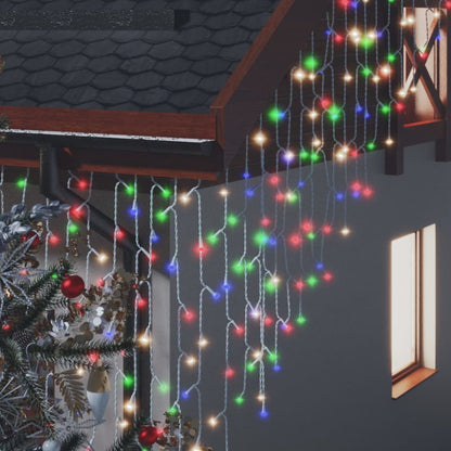 LED Curtain Icicle Lights 10m 400 LED Colourful 8 Function - OLBRIT