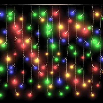 LED Curtain Icicle Lights 10m 400 LED Colourful 8 Function - OLBRIT
