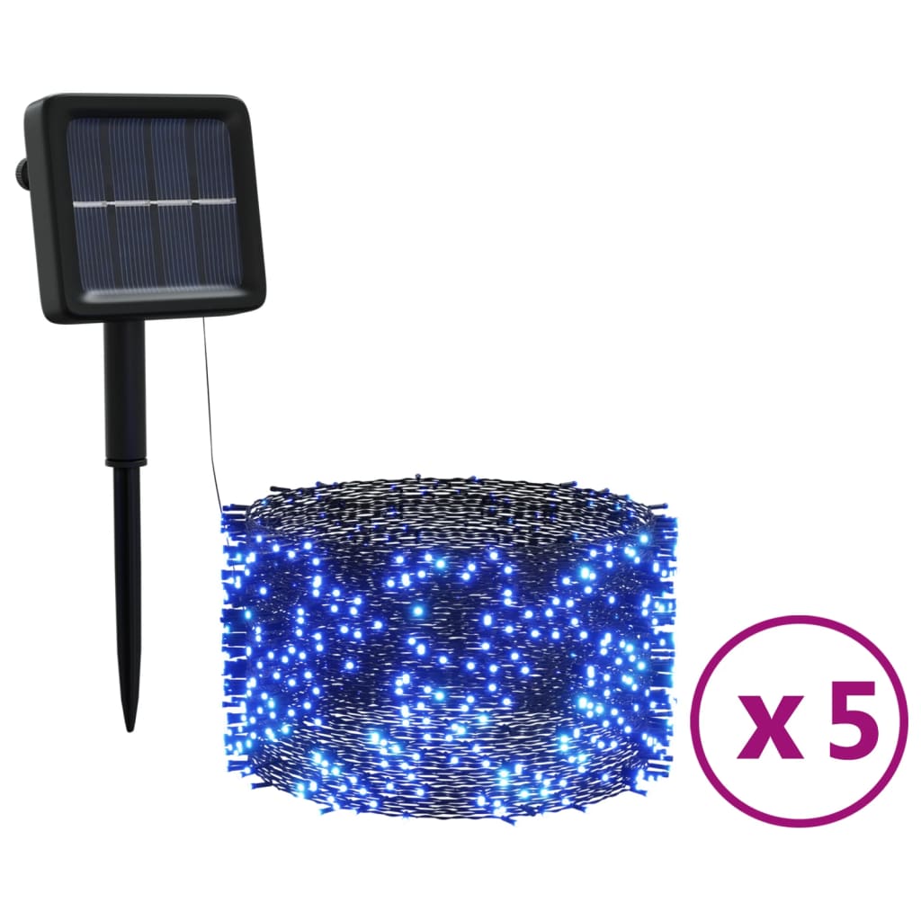 Solar Fairy Lights 5 pcs 5x200 LED Blue Indoor Outdoor - OLBRIT