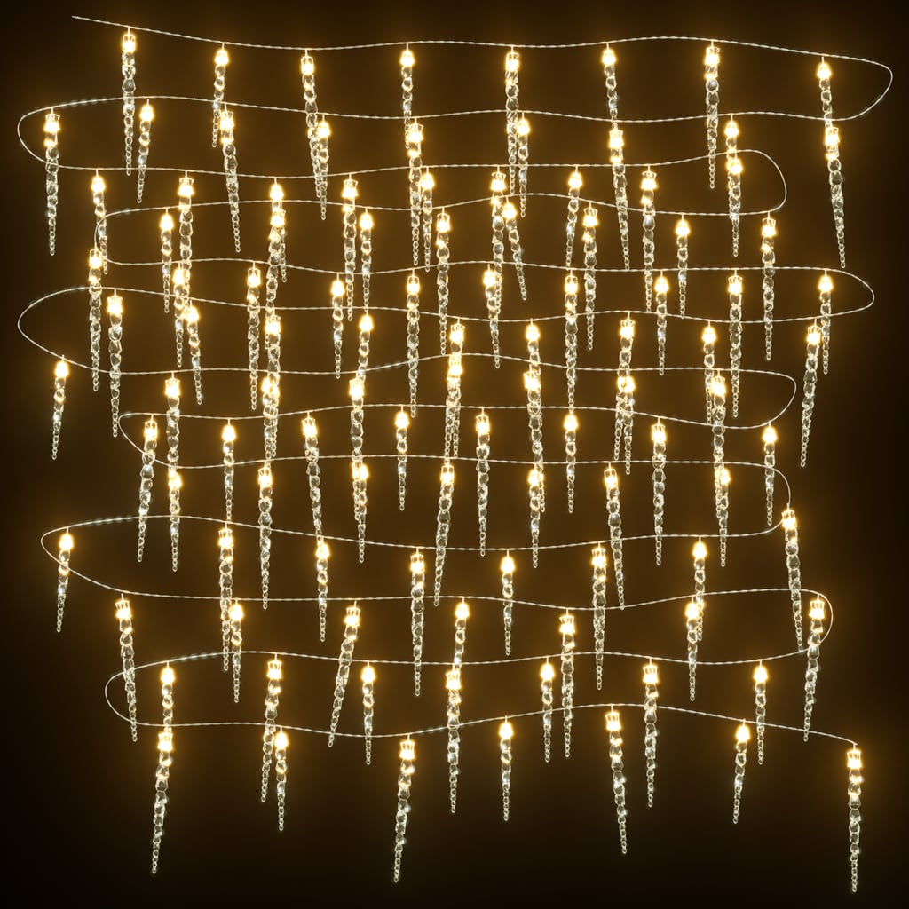 Christmas Icicle Lights 40pcs Warm White Acrylic Remote Control - OLBRIT