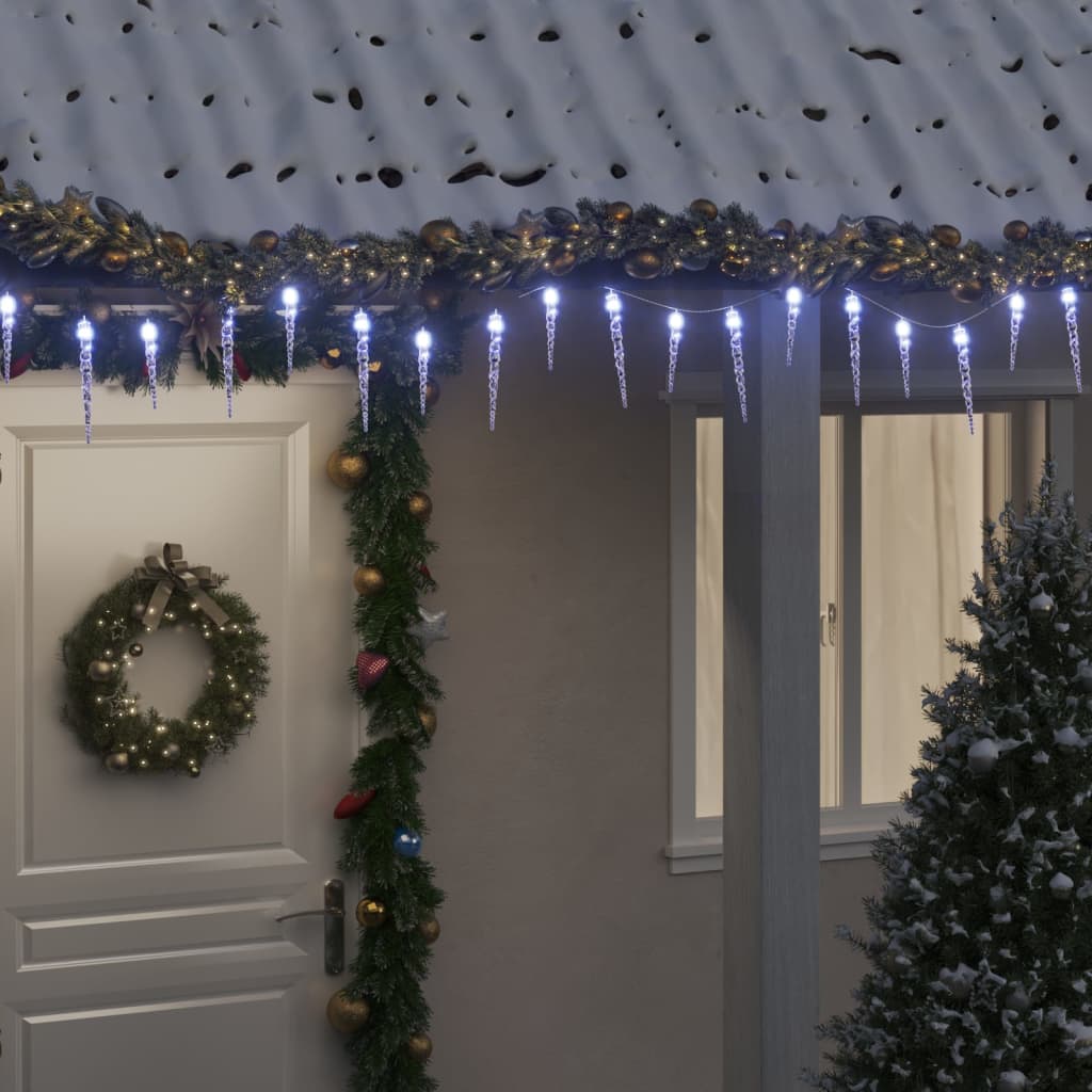 Christmas Icicle Lights 40pcs Cold White Acrylic Remote Control - OLBRIT
