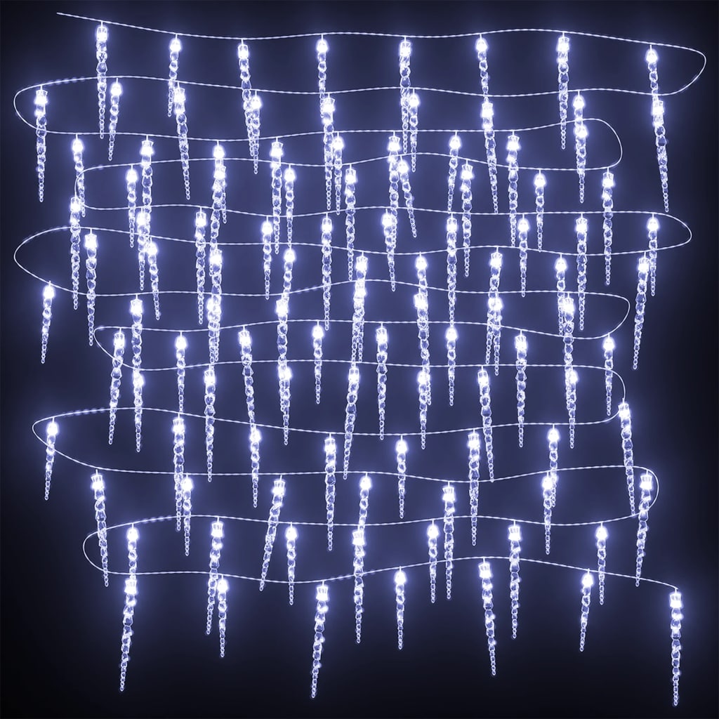 Christmas Icicle Lights 40pcs Cold White Acrylic Remote Control - OLBRIT