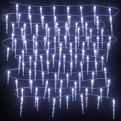 Christmas Icicle Lights 40pcs Cold White Acrylic Remote Control - OLBRIT