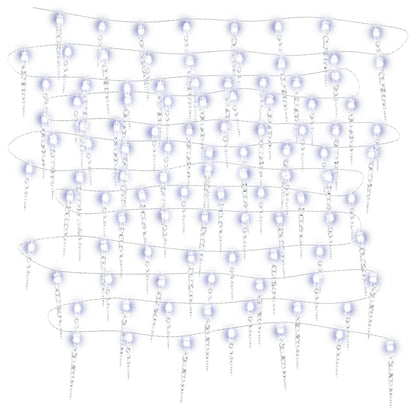 Christmas Icicle Lights 40pcs Cold White Acrylic Remote Control - OLBRIT