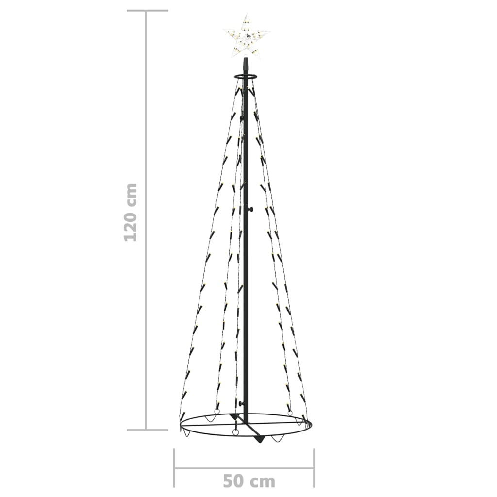 Christmas Cone Tree 70 Warm White LEDs Decoration 50x120 cm - OLBRIT