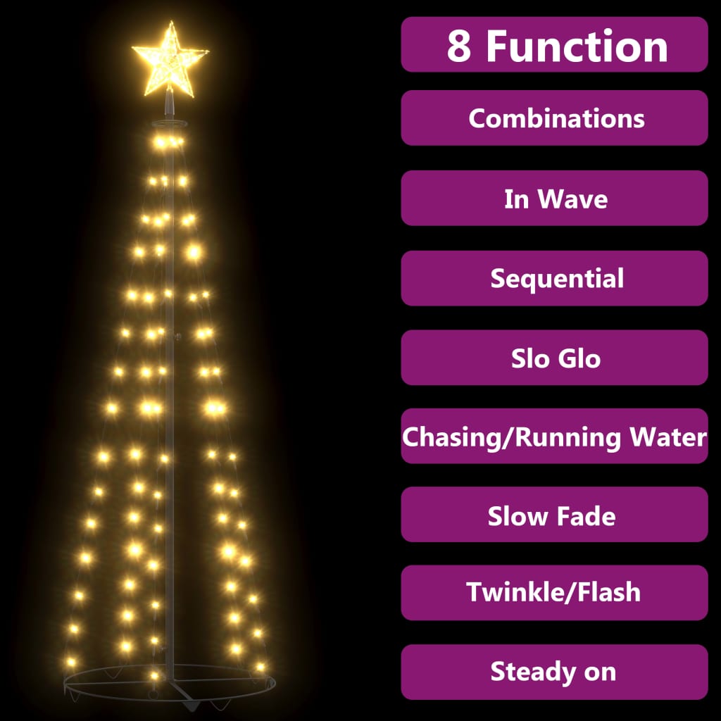 Christmas Cone Tree Warm White 84 LEDs Decoration 50x150 cm - OLBRIT
