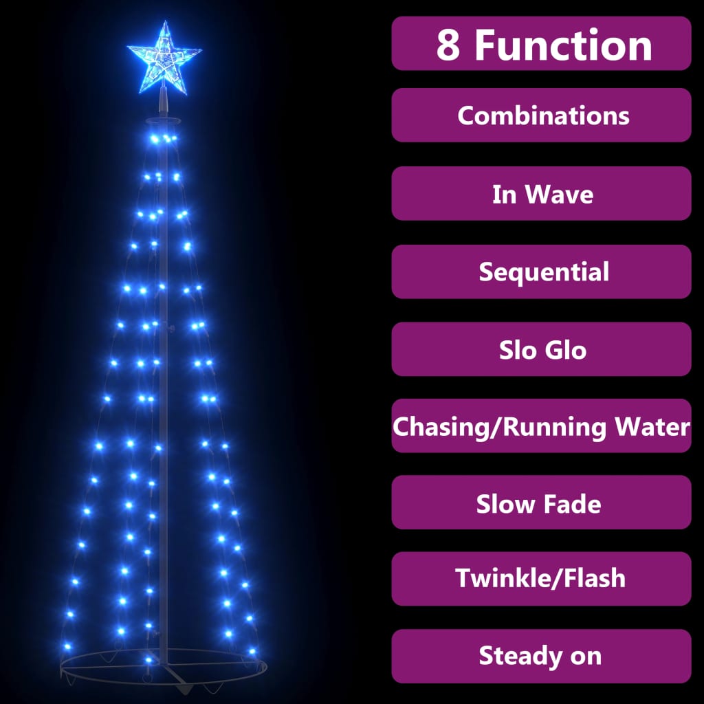 Christmas Cone Tree Blue 84 LEDs Decoration 50x150 cm - OLBRIT